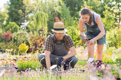 Landscape gardening in Coulsdon with structured planting and patio design